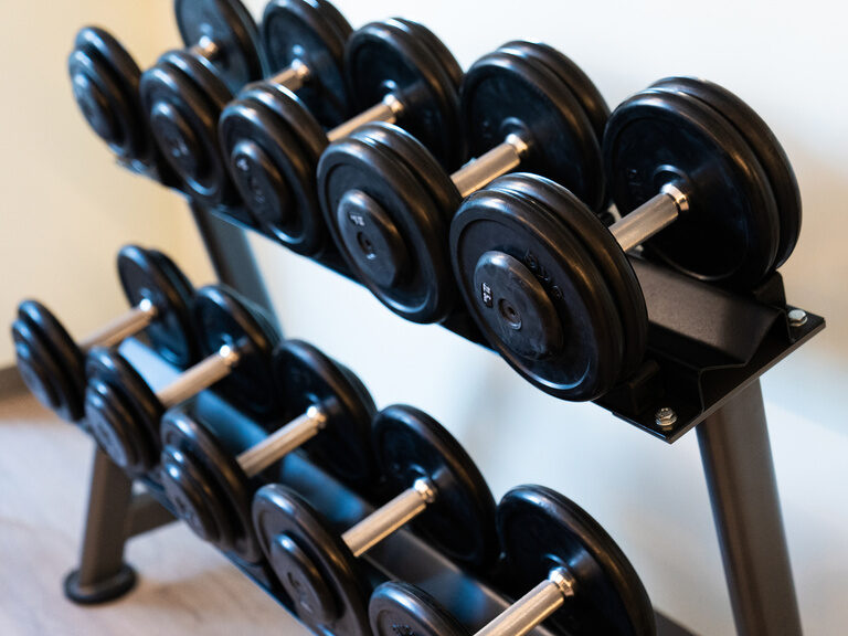 fitnessraum-mit-hanteln unser-fitnessraum-mit-den-neuen-hanteln-für-ein-cardio-und-krafttraining-weitere-geräte-stehen-zur-verfuegung